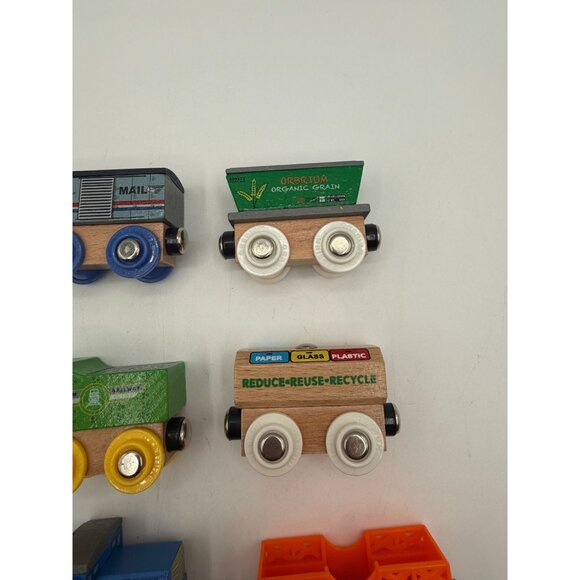 Lot of (12) Orbrium Magnetic Wooden Train Engines Cars Mix - Picture 3 of 7